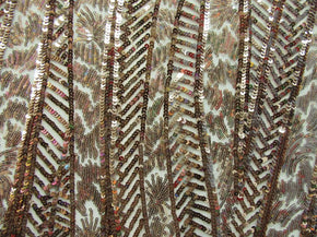  Gold/Gold Shiny Fancy Two-Tone Palm Leaves 2mm/5mm Sequins on Polyester Spandex