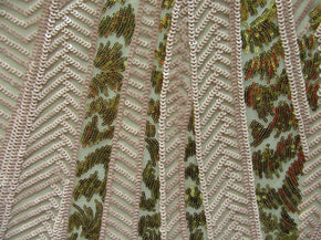  Blush Pink/Gold Fancy Two-Tone Palm Leaves 2mm/5mm Sequins on Polyester Spandex
