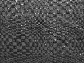  Black Fancy Embroidery Aztec 2mm Sequins on Polyester Mesh