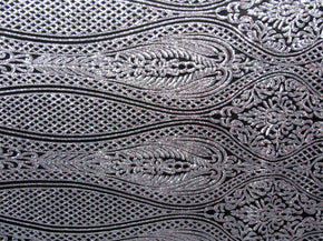  Silver/Black Fancy Embroidery & 2mm Sequins on Mesh