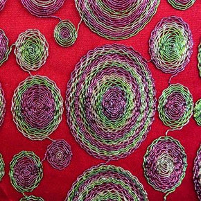 Multi-Colored Metallic Thread Embroidery on Tulle Mesh