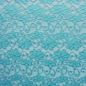 Turquoise Fancy Floral Lace on Nylon Spandex
