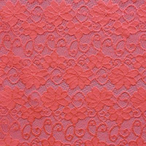  Coral Fancy Floral Lace on Nylon Spandex