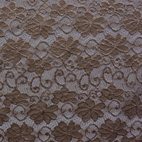  Mocha Fancy Floral Lace on Nylon Spandex