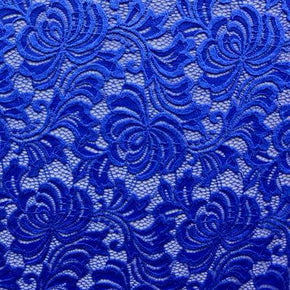  Sapphire Blue Fancy Floral Lace on Nylon Spandex