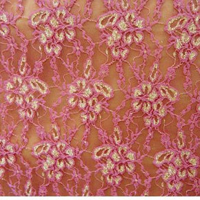 Fuchsia/Gold Fancy Floral Lace on Nylon Spandex