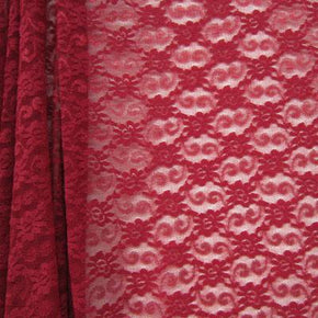  Deep Red Fancy Floral Lace 