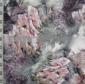 Multi-Colored Mountain Range Print on Polyester Spandex