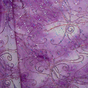  Purple Holographic Wavy Glitter & Sequin on Spandex