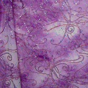  Purple Holographic Wavy Glitter & Sequin on Spandex