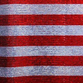  Red/Silver Striped 2mm Sequins on Polyester Mesh
