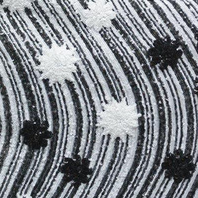  Black/White Two-Tone Wavy Sequins Pattern on Polyester Mesh