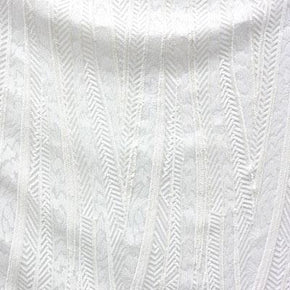  White/White Fancy Two-Tone Palm Leaves 2mm/5mm Sequins on Polyester Spandex