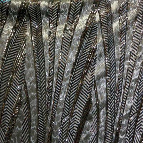  Black Fancy Two-Tone Palm Leaves 2mm/5mm Sequins on Polyester Spandex