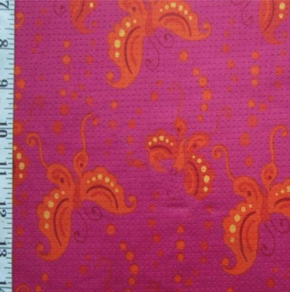 Orange/Ruby Perforated Butterfly Print on Polyester Spandex