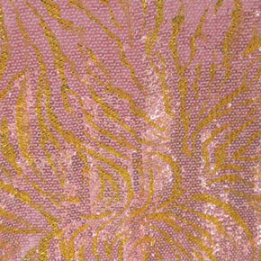  Pink/Gold Tiger Print Two-Tone 3mm Sequin on Polyester Spandex