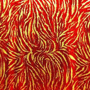  Red/Gold Tiger Print Two-Tone 3mm Sequin on Polyester Spandex