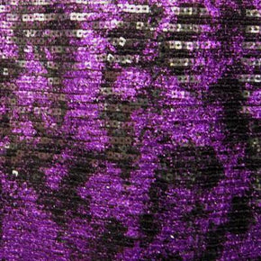  Purple/Black Fancy Sequins Metallic Foil on Stretch Mesh