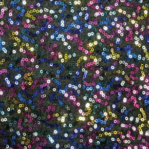 Multi-Colored Fancy Squiggle 2mm Sequins on Mesh