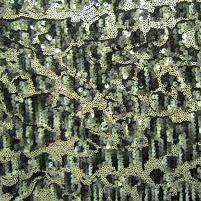 Gold/Black Fancy Sequin on Polyester Spandex