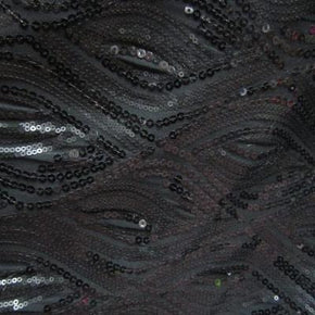  Black Fancy 2mm Sequins on Polyester Spandex