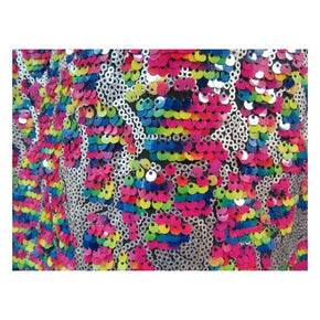  Rainbow/Silver Fancy Sequin on Polyester Spandex