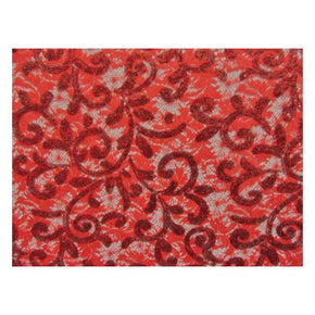  Red Fancy Embroidery Lace on Polyester Mesh