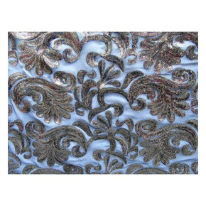  Steel Fancy Embroidery Paisley & 2mm Sequin Chiffon