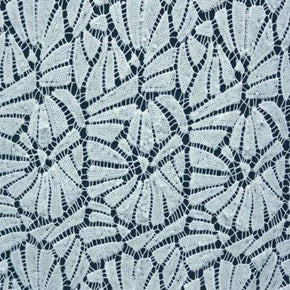  White Solid Colored 4mm Sequins on Guipure Lace