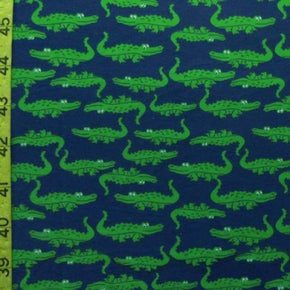  Green/Royal Alligators Print on Polyester Spandex