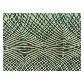  Green/Nude Fancy Embroidery & 2mm Sequins on Stretch Mesh