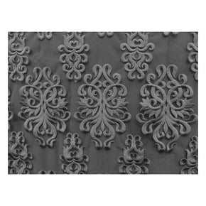  Gray Fancy Embroidery with Scalloped Sides on Polyester Mesh