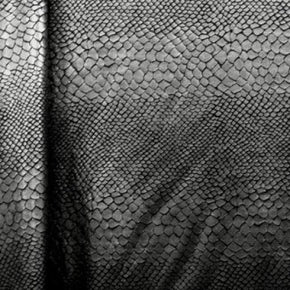  Gunmetal/Black Anaconda Metallic Foil Print on Nylon Spandex