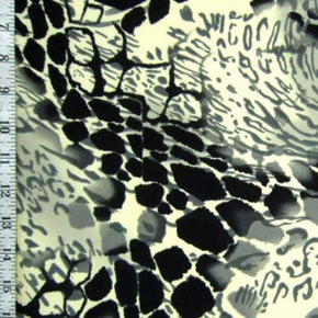  Black /Cream Animal Print Collage Print on Polyester Spandex