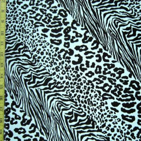  Baby Blue/Black Animal Print Collage Print on Nylon Spandex