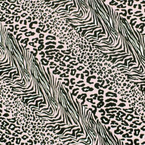  Light Pink/Black Animal Print Collage on Nylon Spandex