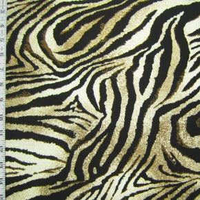  Black/White/Gold Zebra Print on Polyester Spandex