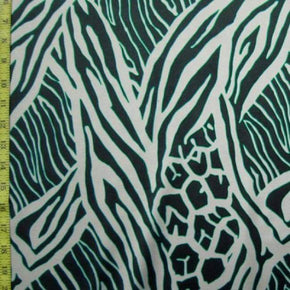  Dark Green/Off-White Animal Print Collage Print on Nylon Spandex