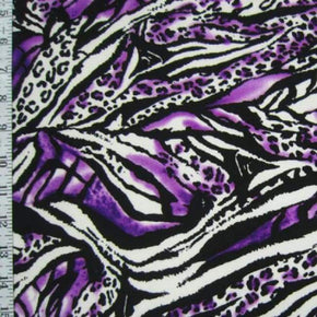  Purple/Black/White Animal Print Collage Print on Polyester Spandex