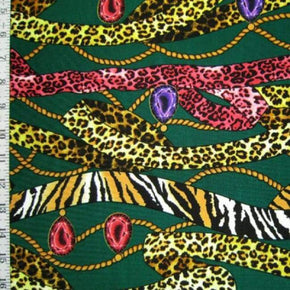  Green/Red/Gold Animal Print & Jewels Print on Polyester Spandex