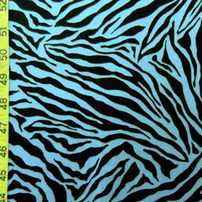  Blue/Black Matte Zebra Print on Polyester Spandex