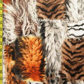 Multi-Colored Sewn Fur Print on Polyester Spandex