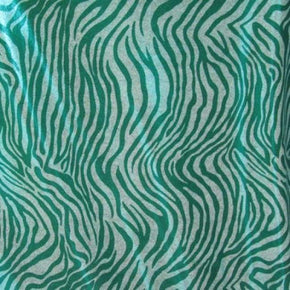  Turquoise/White/Turquoise Shiny Zebra Print on Polyester Spandex