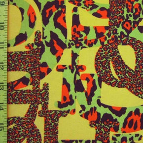  Yellow/orange/Green Animal Print Letters Collage on Polyester Spandex