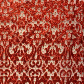  Red 3D Guipure Floral Lace Sequin 
