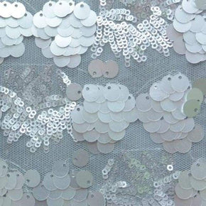  Silver Matte 6mm/2mm Sequin on Polyester Mesh