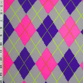 Multi-Colored Argyle Print on Polyester Spandex