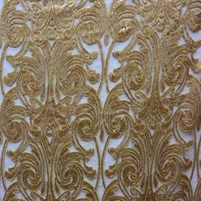  Gold Fancy 2mm Sequins Lace on Mesh