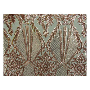  Champagne Fancy Floral Embroidery & 2mm Sequins on Polyester Mesh