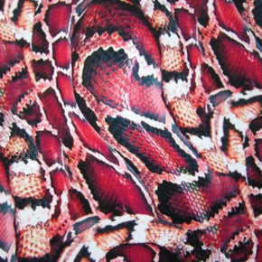  Red/Black Snakeskin Print on Polyester Spandex